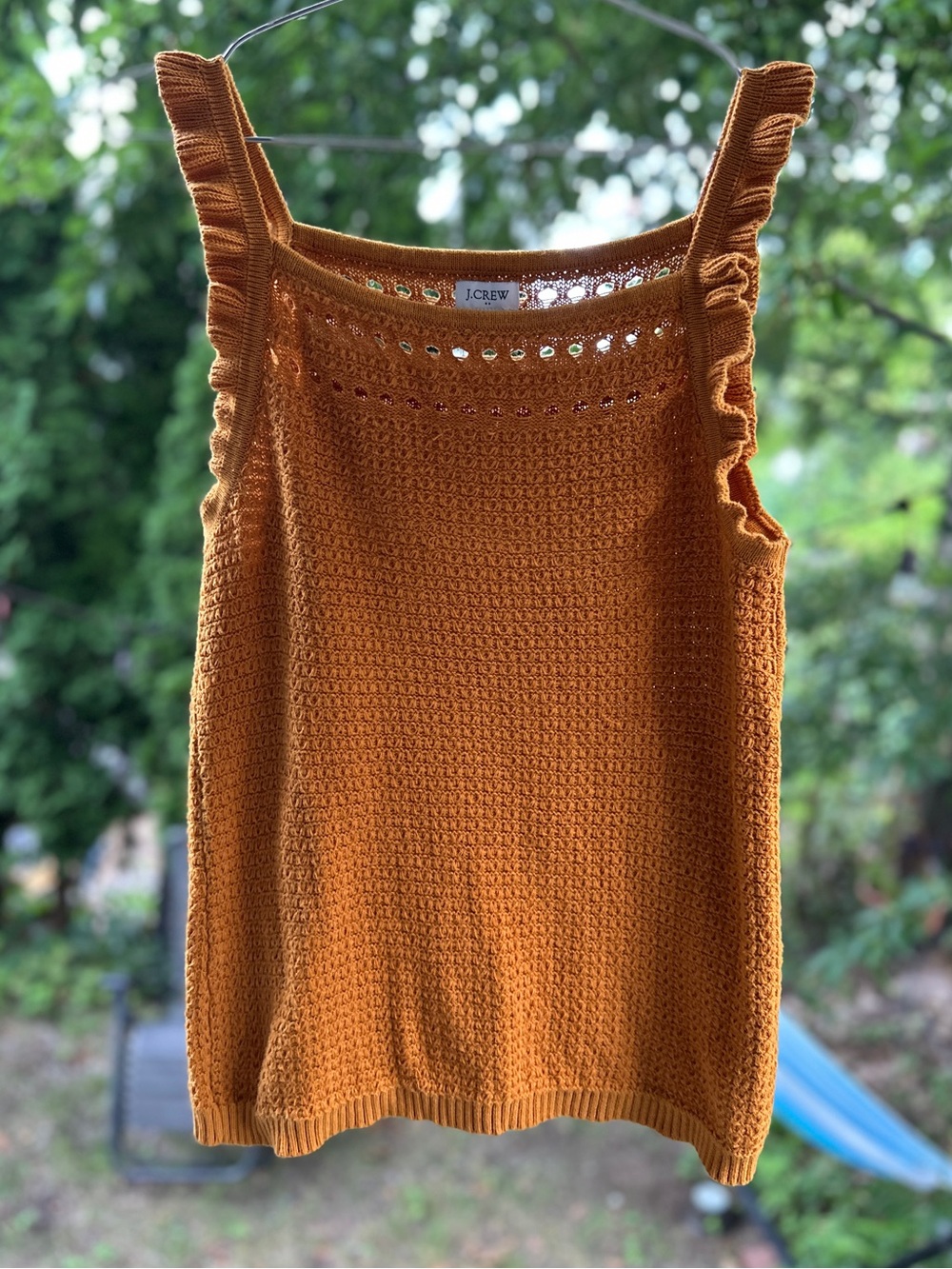 J. Crew Orange Crochet Ruffle-Strap Tank